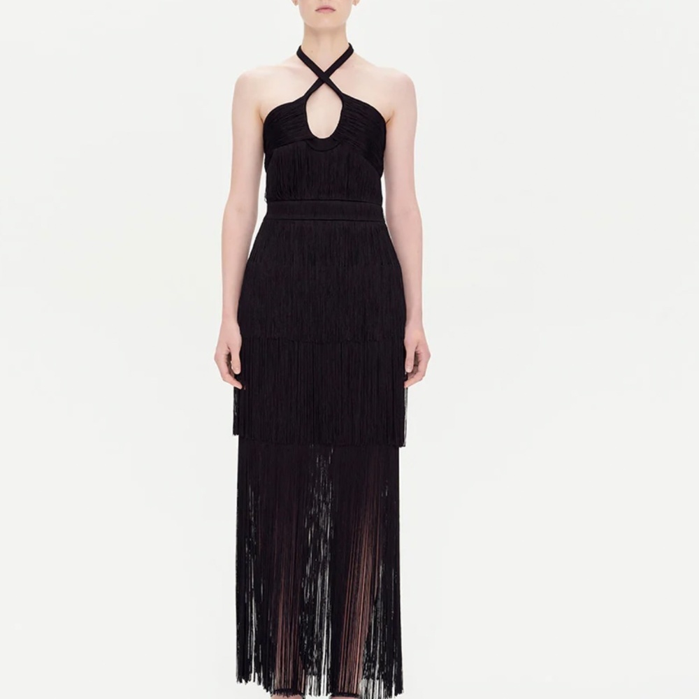 Jonathan Simkhai Baldwin Black Fringe Dress NWT